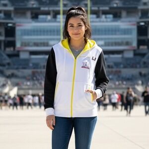 NFL Team Apparel Hooded Jacket Women's Large Super Bowl LI 51 Full Zip Football